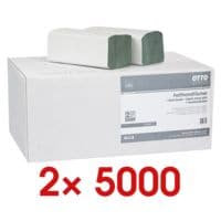 2x Papieren handdoekjes OTTO Office Budget 1-laag, groen, 25 cm x 23 cm van gerecycleerd papier met Z-vouw - 10000 bladen (totaal)