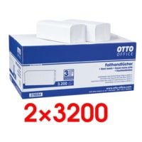 2x Papieren handdoekjes OTTO Office standaard 2-laags, natuurwit, 25 cm x 23 cm van tissue met Z-vouw - 6400 bladen (totaal)