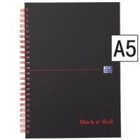 Oxford collegeblok Office Black n' Red A5 geruit, 70 bladen