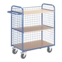 ROLLCART Etagewagen met 3 roostermuren 80x49 cm  houten laadvlak