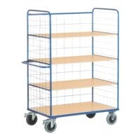 ROLLCART Hoge klasseerwagen met rooster 120x80  houten laadvlak