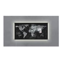 Sigel Glas-magneetbord Artverum LED light wereldkaart, 91 x 48 cm