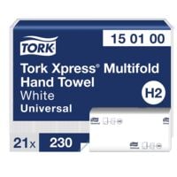 Papieren handdoekjes Tork Universal 1-laag, wit, 19,6 cm x 25,5 cm van tissue met I-vouw - 4830 bladen (totaal)