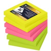 6x OTTO Office Premium blok herkleefbare notes  extra sterk 7,5/7,5 cm, 600 bladen (totaal), gesorteerd in kleuren