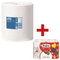 6 rollen papieren handdoekjes 1-laags (wit, niet geperforeerd, 20 cm x 300 m) incl. keukenrollen