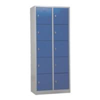 Grkan kast met kluisjes, 2x5, staal, met sokkel, 80 x 190 cm