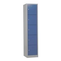 Grkan kast met kluisjes, 1x5, staal, met sokkel, 41 x 190 cm