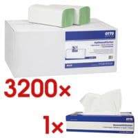 Papieren handdoekjes OTTO Office 2-laags, groen, 25 cm x 23 cm van gerecycleerd papier met Z-vouw - 3200 bladen (totaal) incl. Doos met tissues, 90 tissues