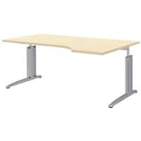rhr vrije vorm tafel rechts hoogte verstelbaar (handmatig) Techno 180 cm, L-onderstel zilver