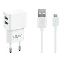 goobay Micro-USB-Dual-oplaadset 2,4 A wit