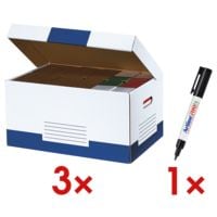 cartonia 3x doos met klapdeksel Color - 10 stuks incl. permanente marker 700N