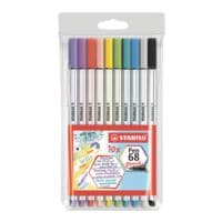 STABILO Pak met 10 viltschrijvers Pen 68 brush, premium viltstift met flexibele penseelpunt (Brush Pen)