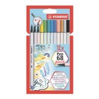 STABILO Pak met 12 viltstiften Pen 68 brush