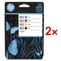HP 2x Inktpatronenset HP 963 CMYK Multipak, cyaan, magenta, geel, zwart - 6ZC70AE