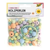 folia Pak met 85 houten kralen »Pastel« rond