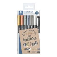 STAEDTLER Set van 6 marker Metallic brush + 1 Pigment Liner