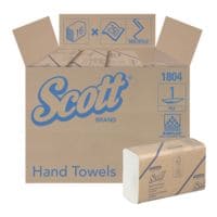 Papieren handdoekjes Scott 1804 1-laag, wit, 23 cm x 23,5 cm van Airflex met I-vouw - 4000 bladen (totaal)
