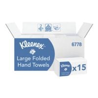 Papieren handdoekjes Kleenex Interfold 2-laags, wit, 21,5 cm x 31,8 cm van Airflex met V-vouw - 1860 bladen (totaal)