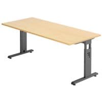 HAMMERBACHER Bureau O-Line 180 cm, L-onderstel antracietkleur