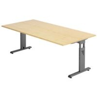 HAMMERBACHER Bureau O-Line 200 cm, L-onderstel antracietkleur