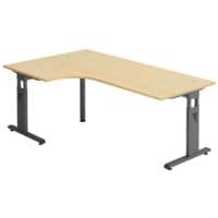 HAMMERBACHER Bureau O-Line 200 cm, L-onderstel antracietkleur
