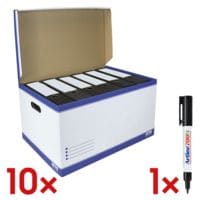 OTTO Office Archiefcontainers met klapdeksel groot  - 10 stuks incl. permanent marker 700N