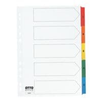 OTTO Office tabbladen, A4, 1-5 5-delig, wit / meerkleurige tabs, karton