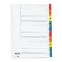 OTTO Office tabbladen, A4, 1-10 10-delig, wit / meerkleurige tabs, karton