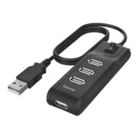 Hama USB 2.0 hub, 4 poorten, zwart