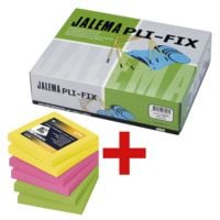 Jalema Archiefbinders Pli-Fix incl. blok herkleefbare notes extra sterk neon 75 x 75 mm, 6 stuks