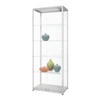 Showdown Displays Vitrinekast 80 cm breed dubbeldeurs LED zilver