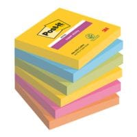 6x Post-it Super Sticky blok herkleefbare notes  Carnival Collection 7,6 x 7,6 cm, 540 bladen (totaal), gesorteerd in kleuren 654-6SS-CARN 