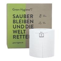 8x rol papieren handdoekjes Green Hygiene Rainer CO₂-neutrale productie 2-laags, hoogwit, 19,3 cm x 25 cm van gerecycleerd-tissue van 100% oud papier - 3600 bladen (totaal)