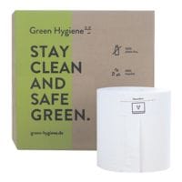 8x rol papieren handdoekjes Green Hygiene Hannelore CO₂-neutrale productie 2-laags, hoogwit van gerecycleerd-tissue van 100% oud papier met eindeloos papier