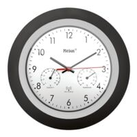 Mebus Radiogestuurde wandklok met thermometer en hygrometer 19449  30 cm zwart