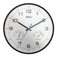 Mebus Quartz wandklok met thermometer en hygrometer 16180  30 cm zwart