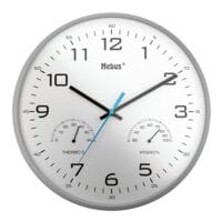 Mebus Quartz wandklok met thermometer en hygrometer 16182  30 cm grijs