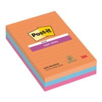 3x Post-it Super Sticky blok herkleefbare notes  Boost Collectie gelinieerd 10,1 x 15,2 cm, 270 bladen (totaal) 4690-3SS-BOOS