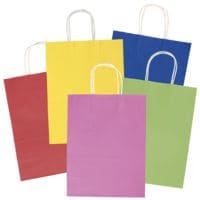 folia Pak met 20 papieren tassen Basic maat L - 5 kleuren