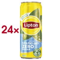 Lipton Pak met 24 ijsthee blikjes Sparkling Zero Sugar 330 ml Sleek blikje