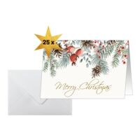 kerstkaarten SIGEL Red berries and pine cones, A6 liggend, met envelop, 25 stuk(s)