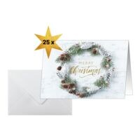 kerstkaarten SIGEL Christmas Wreath, A6 liggend, met envelop, 25 stuk(s)