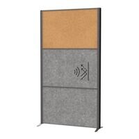 MAUL Scheidingswand MAULconnecto 2 akoestische panelen donkergrijs + 1 kurk prikbord paneel met voet