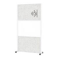 MAUL Scheidingswand MAULconnecto 2 akoestische panelen lichtgrijs + 1 whiteboardpaneel met rolvoet
