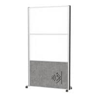MAUL Scheidingswand MAULconnecto 2 whiteboard panelen + 1 akoestisch paneel donkergrijs met rolvoet