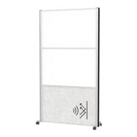 MAUL Scheidingswand MAULconnecto 2 whiteboard panelen + 1 akoestisch paneel lichtgrijs met rolvoet