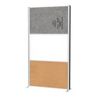 MAUL Scheidingswand MAULconnecto 1 akoestisch paneel + 1 whiteboard paneel + 1 kurk prikbord paneel met voet