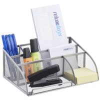 relaxdays Pennenhouder met 5 vakken mesh design