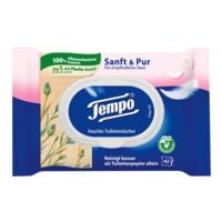 Tempo vochtig toiletpapier zacht & puur 1-laag, wit - 42 doekjes