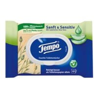 Tempo vochtig toiletpapier Sanft & Sensitiv 1-laag, wit - 42 doekjes